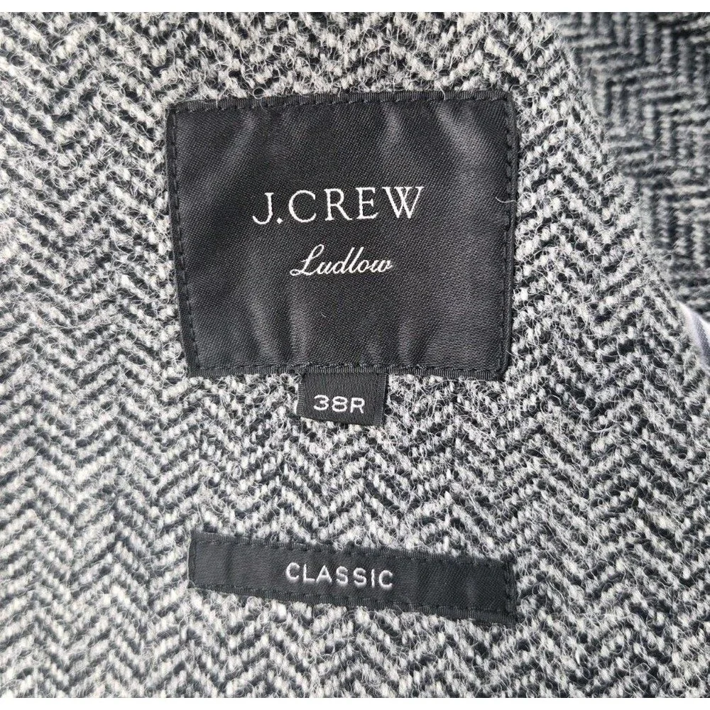 J. Crew Ludlow Sport Coat Men Sz 38R Moon Wool/Cotton Tweed Herringbone Classic